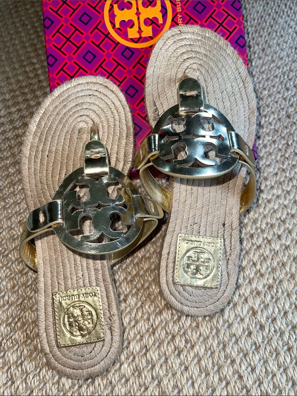 Tory Burch Miller Espadrille sandals, mirror gold metallic